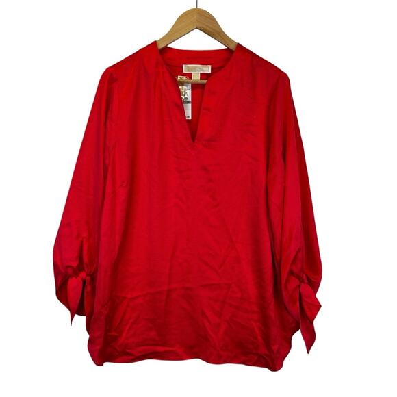 Michael Kors V-Neck Long Sleeve Tunic top dark coral - 1X - Picture 1 of 8
